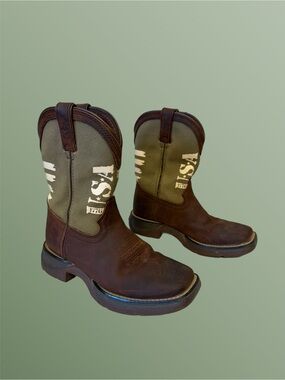 Durango Brown and Olive Green Kids Western play Boots Sz 1M *READ*